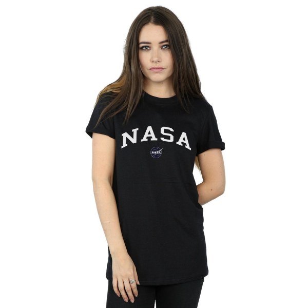 NASA Womens/Ladies Collegiate Logo T-shirt för pojkvän i bomull L B Black L