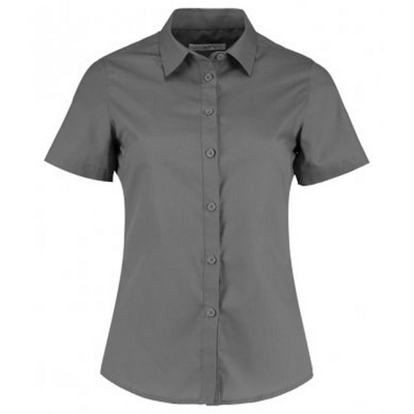 Kustom Kit Dam/Dam Short Sleeve Skräddarsydd Poplin Skjorta 10 Graphite 10