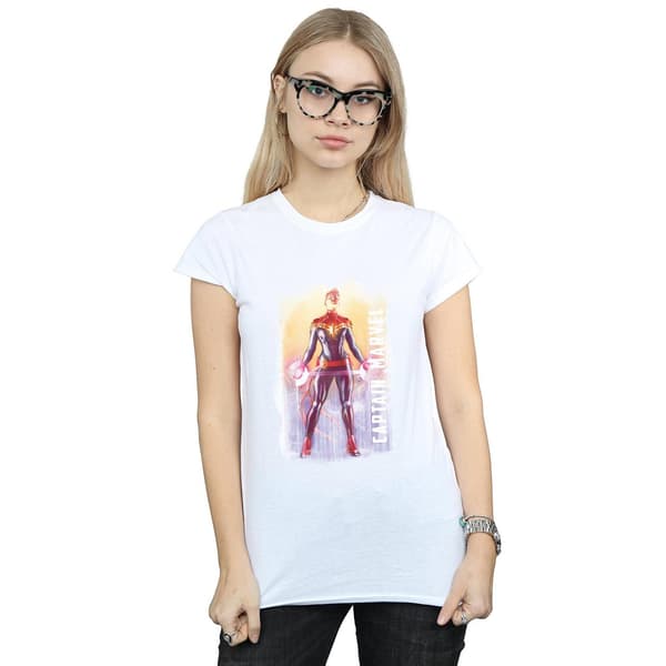 Marvel Dam/Dam Captain Marvel Akvarell Bomulls T-shirt White L
