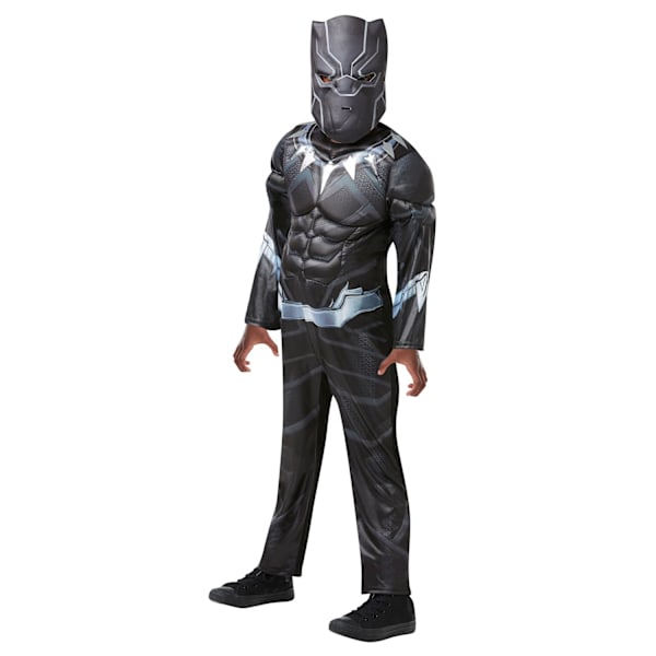 Black Panther Boys Deluxe Kostym L Svart/Silver Black/Silver L