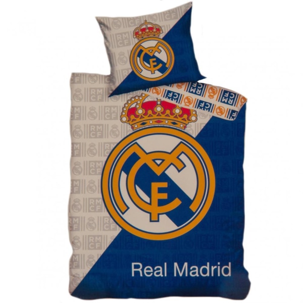 Real Madrid CF Crest Cover Set Enkel Grå/Blå/Guld Grey/Blue/Gold Single