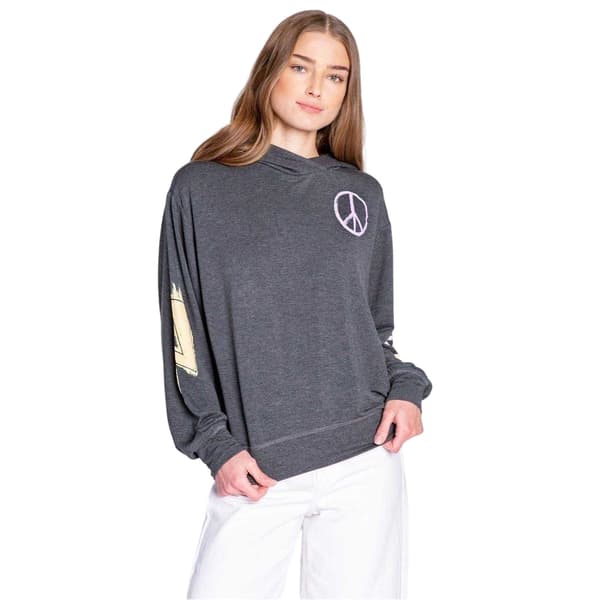 PJ Salvage Flickor Peace Sign Pullover Hoodie 10 UK Antracitmelerad Anthrazit Marl 10 UK