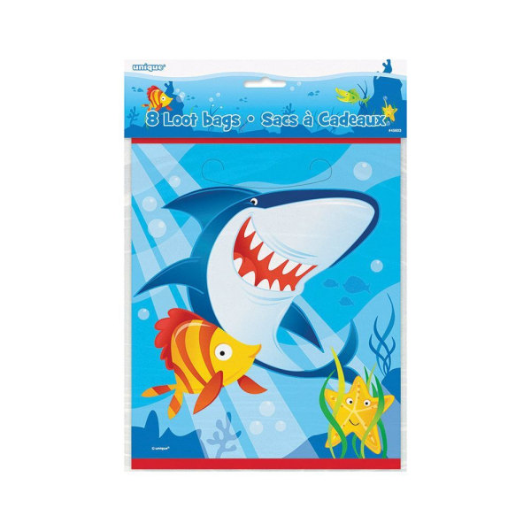 Unika Party Shark Cellofan Partyväskor (paket med 20) One Size Blue One Size