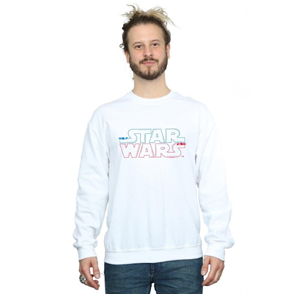 Star Wars Herr Sweatshirt med Ljussabel-logotyp 4XL Vit White 4XL