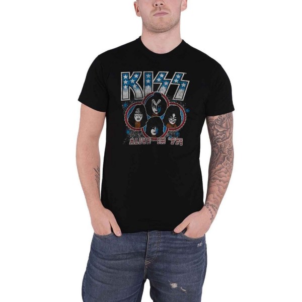 Kiss Unisex Adult Alive In ´77 bomull T-shirt XXL Svart Black XXL
