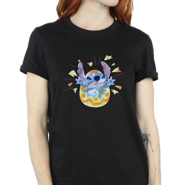 Disney Dam/Dam Lilo & Stitch Cracking Egg Bomull Boyfriend Black M