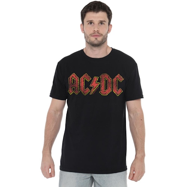 AC/DC Herr T-shirt Handritad Logotyp XXL Svart Black XXL