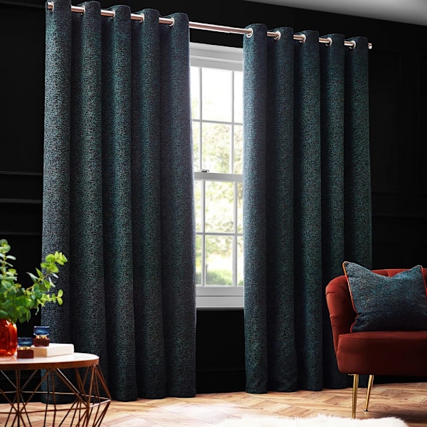 Paoletti New Galaxy Chenille Öglettgardiner 229cm x 183cm Smaragd Emerald 229cm x 183cm
