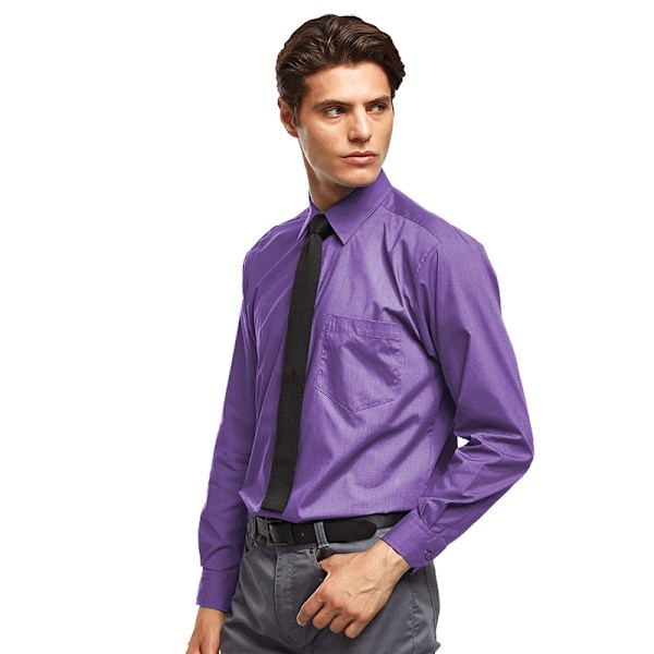 Premier Mens Premier Poplin Långärmad formell skjorta 15 Lila Purple 15