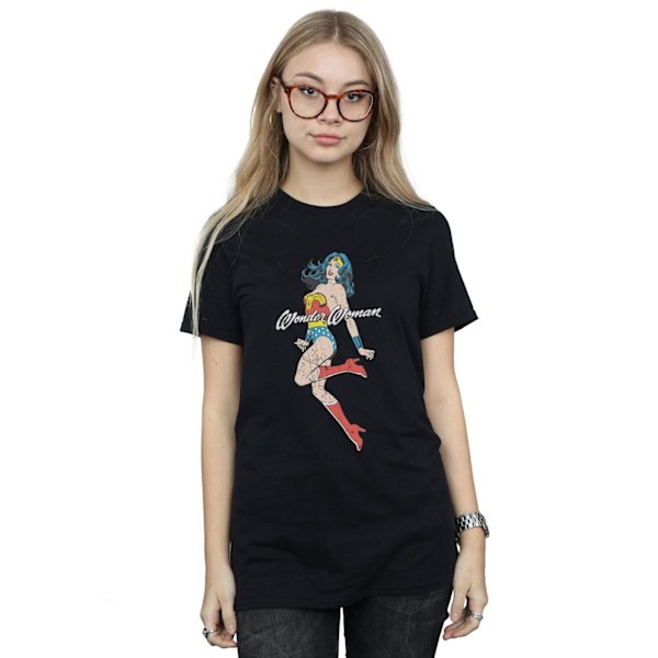 DC Comics Dam/Kvinnor Wonder Woman Jump Bomull Boyfriend T-Sh Black S