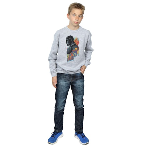 Marvel Boys Black Panther Profil Sweatshirt 7-8 år Sports G Sports Grey 7-8 Years