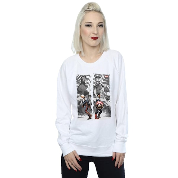 Marvel Dam/Kvinnor Falcon Och Captain America Split Sweatshirt White L