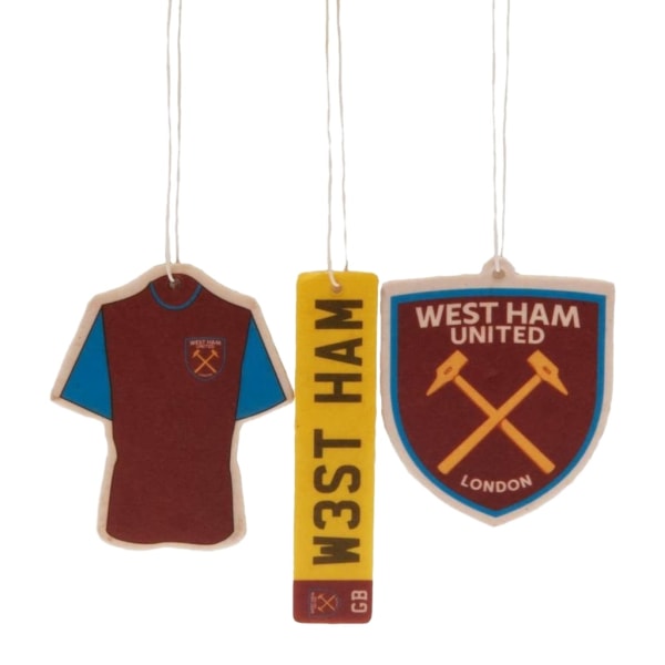 West Ham United FC Air Freshener Set (paket med 3) One Size Clare Claret Red/Yellow/Sky Blue One Size