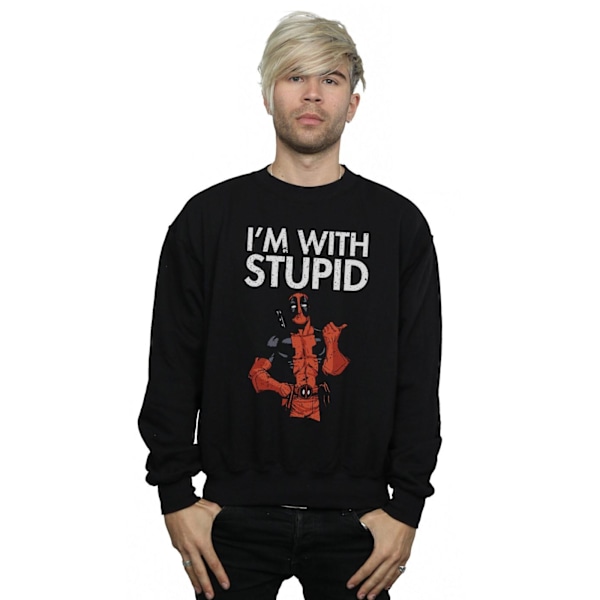 Marvel Deadpool I´m With Stupid Sweatshirt 4XL Svart Black 4XL
