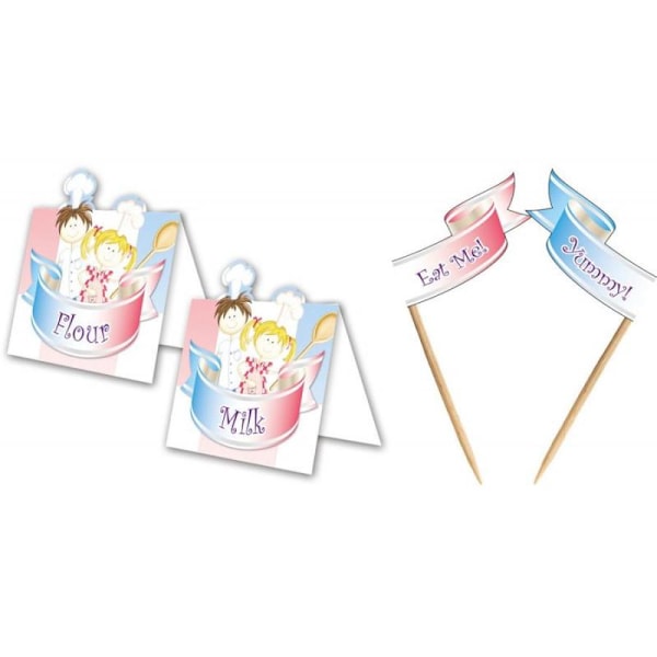 Amscan Little Cooks Bordplaceringskort Set (24-pack) One Size Vit White/Pink/Blue One Size