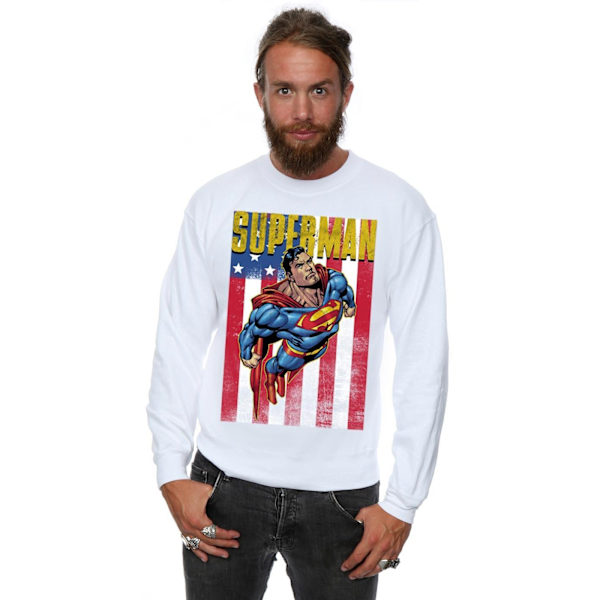Superman Flight Sweatshirt för Herrar Storlek S Vit White S