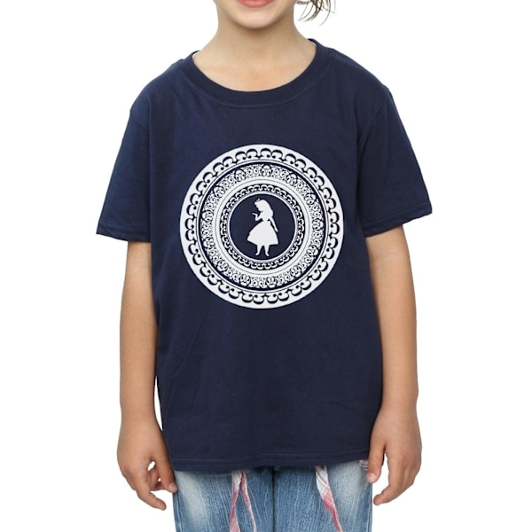 Disney Girls Alice In Wonderland Circle Bomull T-shirt 5-6 År Navy Blue 5-6 Years