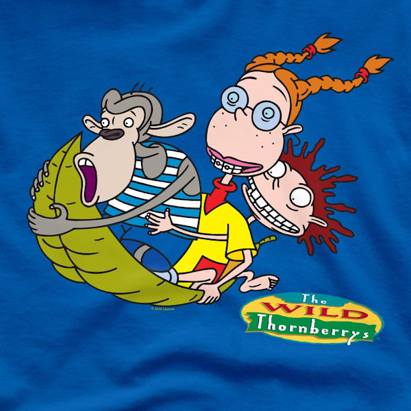 The Wild Thornberrys Herr T-shirt Med Eliza, Darwin & Donny På Löv Royal Blue XL