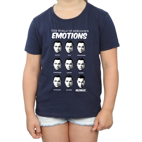 The Big Bang Theory Girls Sheldon Emotions Bomull T-shirt 9-11 Navy Blue 9-11 Years