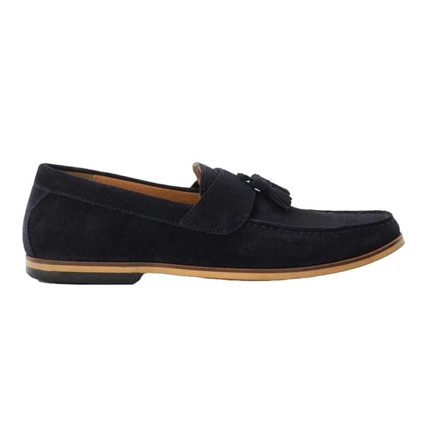 Dune London Herr Bertie Mocka Stack Klack Loafers 9 UK Marinblå/Mocka Navy/Suede 9 UK