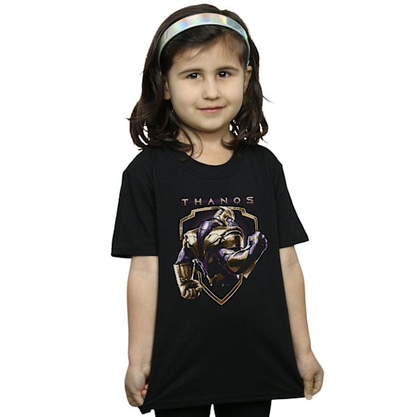 Marvel Girls Avengers Endgame Thanos Shield Bomull T-shirt 7-8 Black 7-8 Years