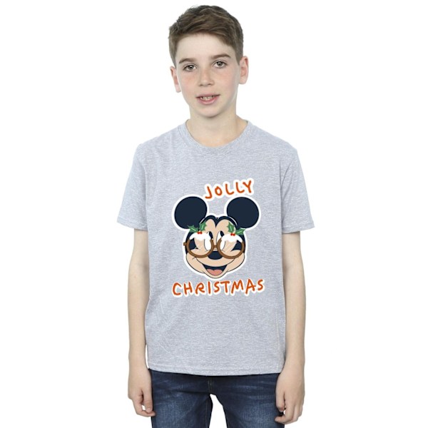 Disney Boys Mickey Mouse Jolly Christmas Glasses T-Shirt 7-8 år Sports Grey 7-8 Years