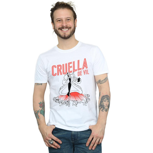 Disney Mens Cruella De Vil Dalmatiner T-shirt L Vit White L