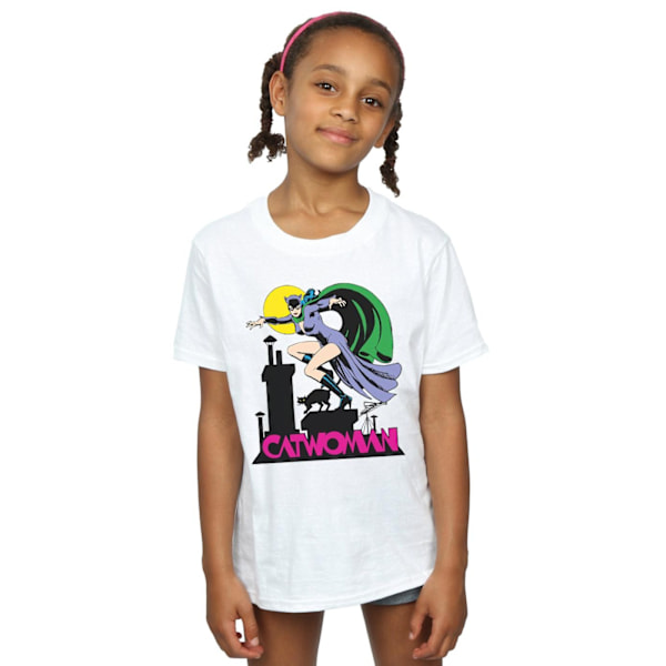 DC Comics Girls Catwoman Text Logo Bomull T-shirt 12-13 År W White 12-13 Years