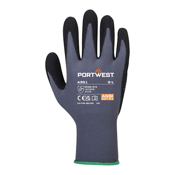 Portwest Unisex Adult A351 DermiFlex Plus Grip Gloves XL Grå/Svart Grey/Black XL