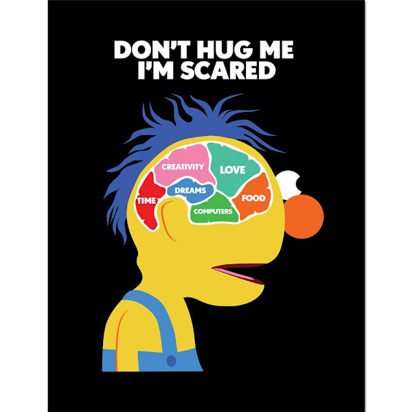 Don´t Hug Me I´m Scared Yellow Guy Brain Inramad Poster 40cm x 3 Multicoloured 40cm x 30cm