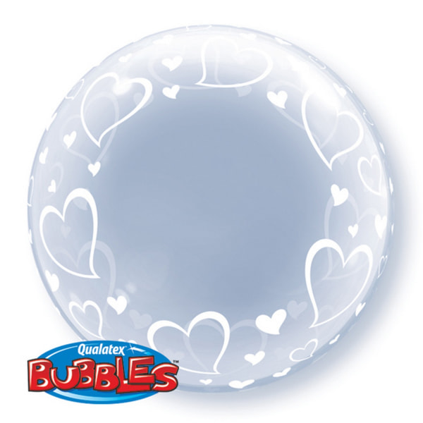 Qualatex 24 tums stilfulla hjärtan Deco Bubble Balloon One Size Cl Clear One Size