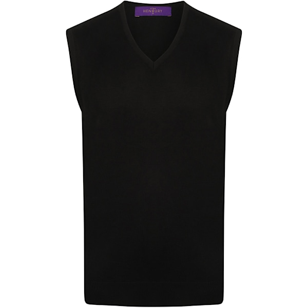 Henbury Herr Sleeveless 12 Gauge V-hals Fint Stickad Tröja XL Marinblå Navy XL