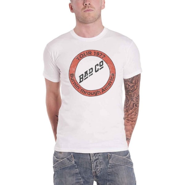 Bad Company Unisex Adult Burnin´ Through America bomull T-shirt White S