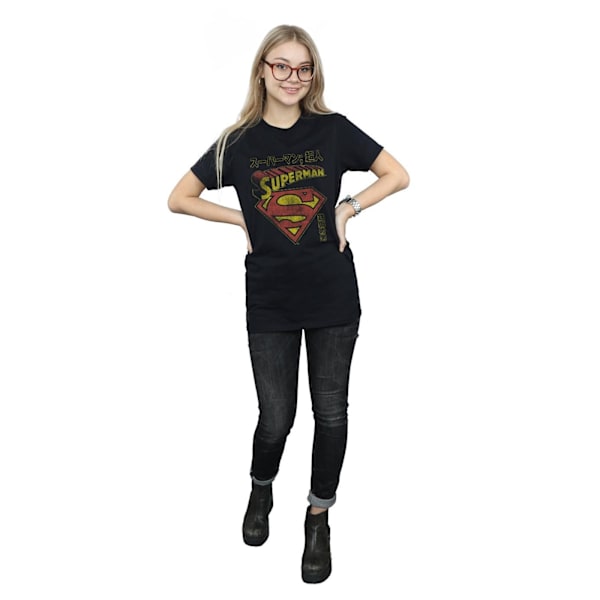 DC Comics Dam/Kvinnor Superman Shield Bomull Boyfriend T-Shir Black M