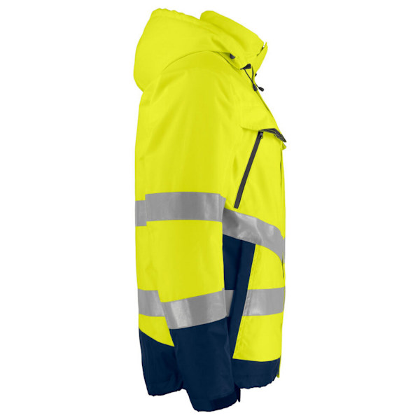 Projob Funktionell Vadderad Jacka med Reflextejp för Män 4XL Gul Yellow/Navy 4XL