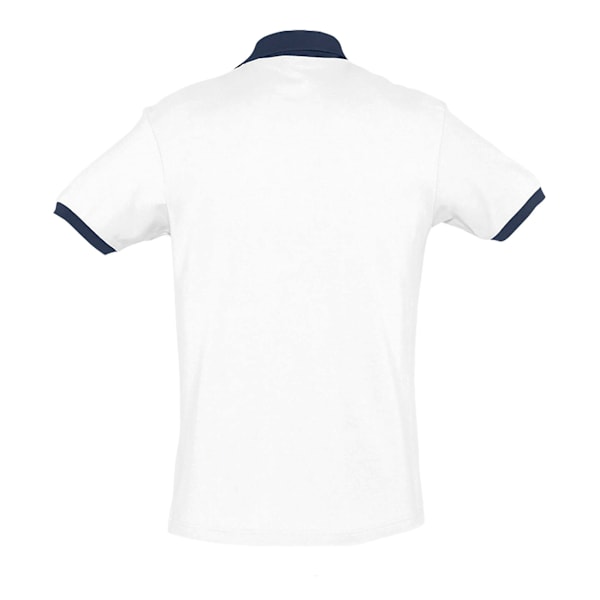 SOLS Prince Unisex Kontrast Pique Kortärmad Bomull Polotröja White/French Navy S