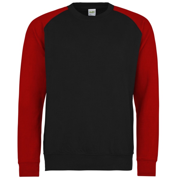 Awdis Herr Two Tone Cotton Rich baseball sweatshirt S Charcoal/ Charcoal/Jet Black S