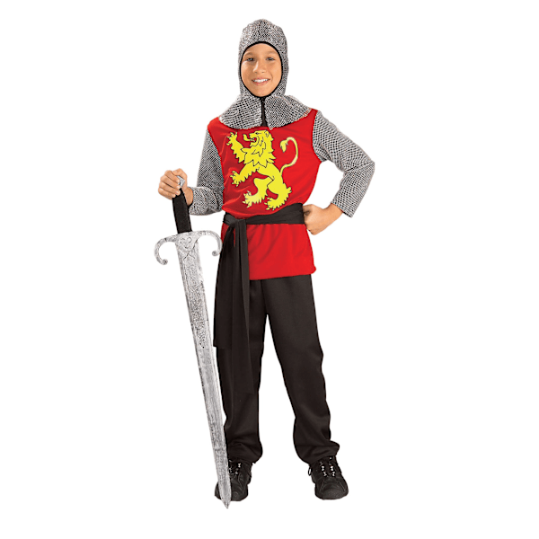 Bristol Novelty Barnkostym för barn/barn, medeltida lord, S, röd/silver Red/Silver/Black S