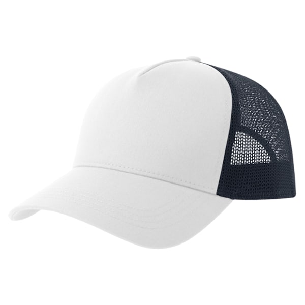 Atlantis Rapper 5-panels Keps i Bomull Hållbar Truckerkeps One Size White/Navy One Size