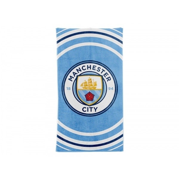 Manchester City FC officiell handduk med pulsmönster, en storlek, blå/vit Blue/White One Size