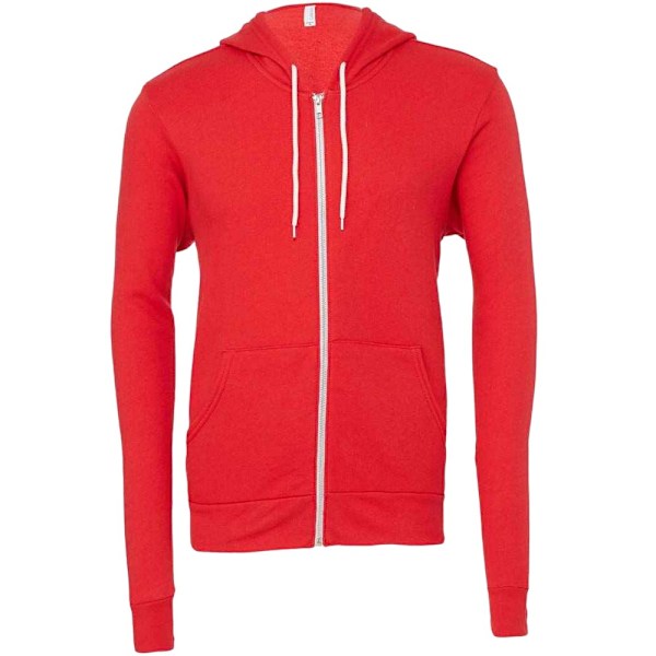 Bella + Canvas Unisex Vuxen Fleece Full Zip Hoodie XS Röd Red XS