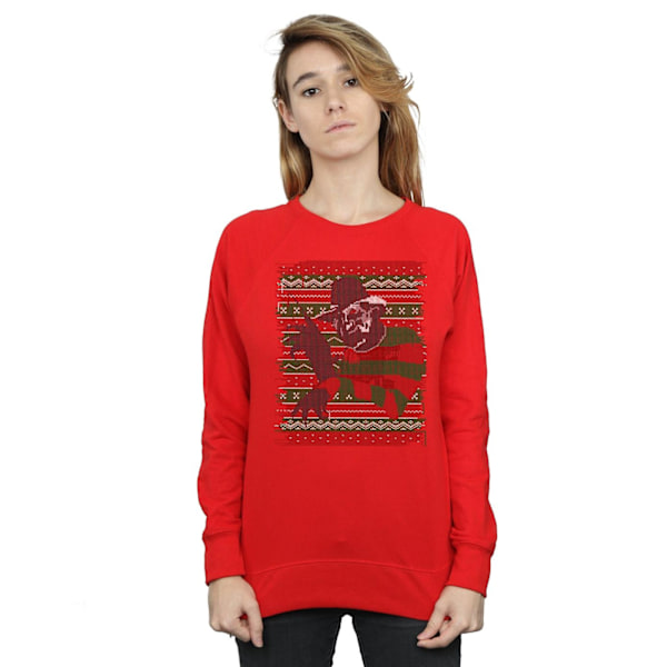 A Nightmare On Elm Street Dam/Damer Jul Fair Isle Sweatshirt Red M