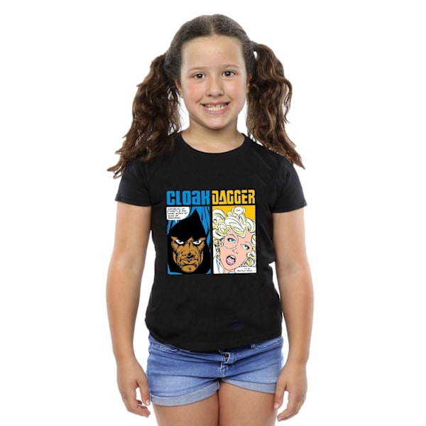 Marvel Girls Cloak And Dagger Comic Panels Bomull T-shirt 7-8 år Black 7-8 Years