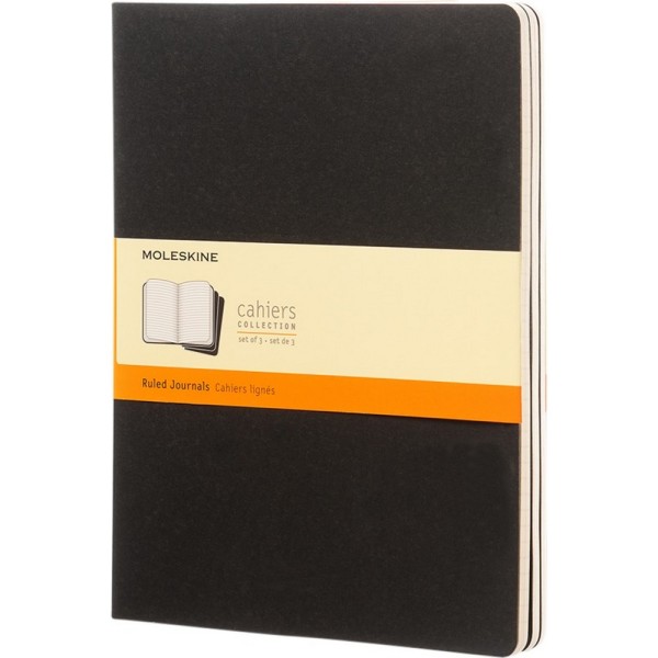 Moleskine Cahier Ruled Journal XL One Size Solid Black Solid Black One Size