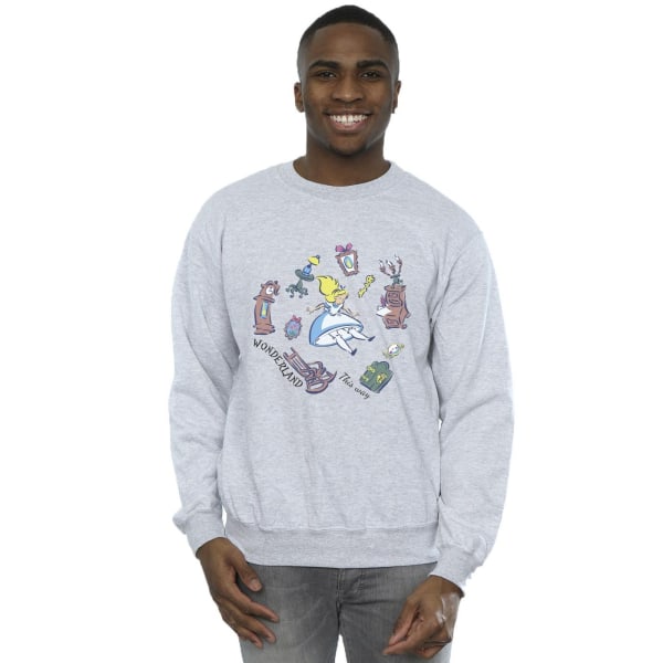 Disney Mens Alice In Wonderland Falling Sweatshirt S Sports Gre Sports Grey S