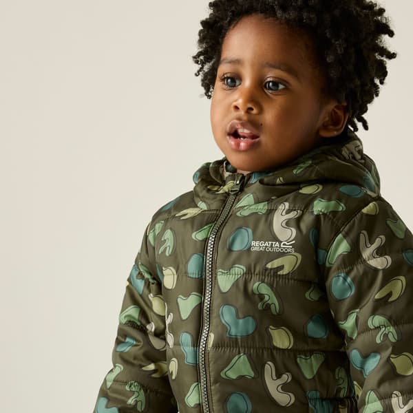 Regatta Penrose Splodge Vadderad Regnoverall för barn 5-6 år Dark Khaki 5-6 Years
