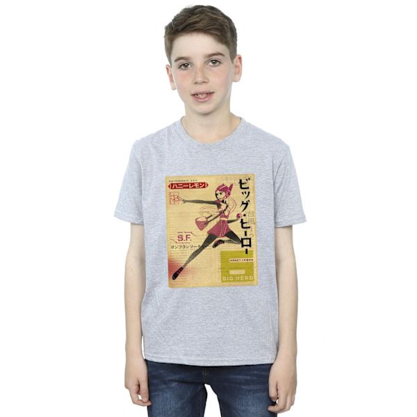 Disney Boys Big Hero 6 Baymax Honey Lemon Newspaper T-shirt 7-8 Sports Grey 7-8 Years