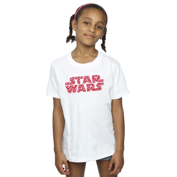 Star Wars T-shirt i bomull med hjärta-logotyp för flickor 9-11 år, vit White 9-11 Years