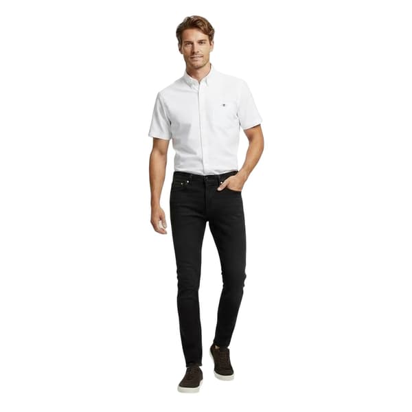 Gant Herr Klassisk Logotyp Poplin Kortärmad Skjorta S Vit White S