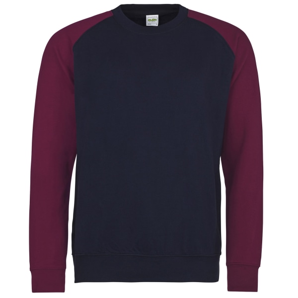 Awdis Mens Two Tone Cotton Rich baseball sweatshirt L Oxford Na Oxford Navy/Heather Grey L